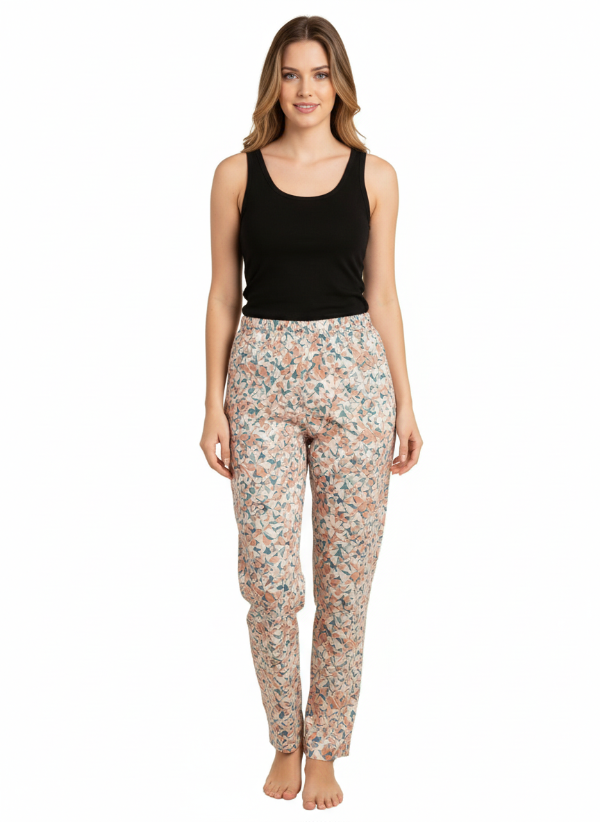 Teal Coral Geometric Trousers