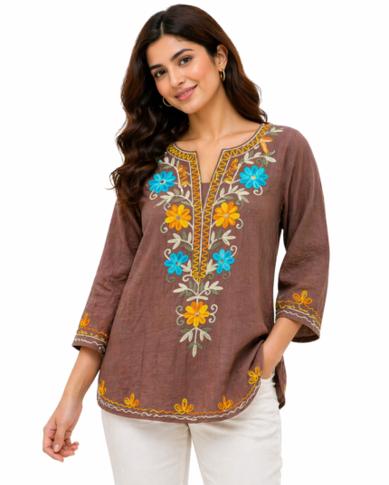Women’s Multicolor Embroidered Top – Free Size