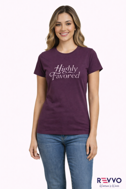 Women Embroidery Cotton T-Shirt (RVT-542)