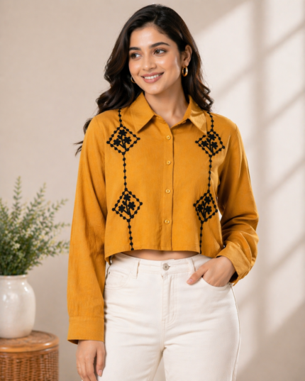 Women’s Premium Embroidered Crop Shirt