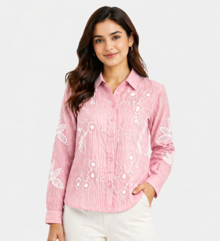 Floral Embroidered Casual Shirt – Premium Collection
