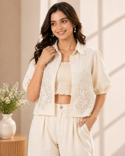 Women’s Premium Embroidered Co-Ord Set – Elegant Blossom Edition