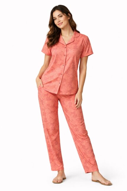 women front open night suit