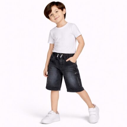 kids denim strechable shorts