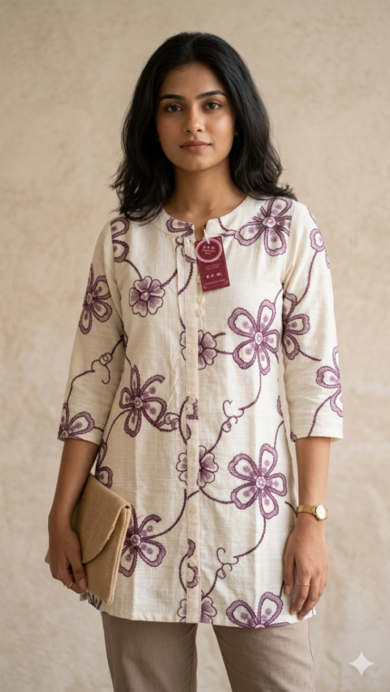 women short kurti with front button