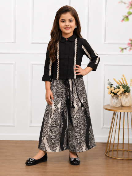 Girls Designer Co-Ord Set / Stylish Top & Printed Palazzo Set