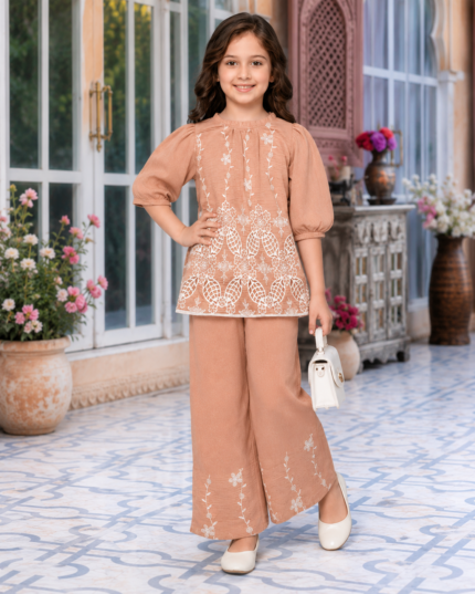 Girls Embroidered Designer Co-Ord Set / Stylish Top & Palazzo Set