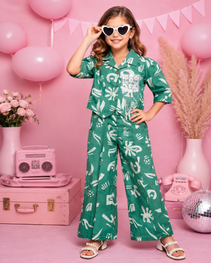 Girls Printed Co-Ord Set / Stylish Shirt & Palazzo Set
