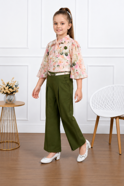 Girls Floral Top & Palazzo Set / Elegant Party Wear Co-Ord Set