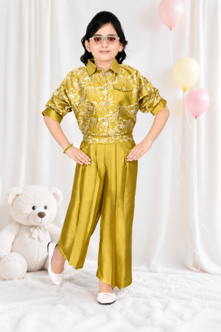 Girls Printed Shirt & Palazzo Set / Trendy Fashion Co-Ord Set