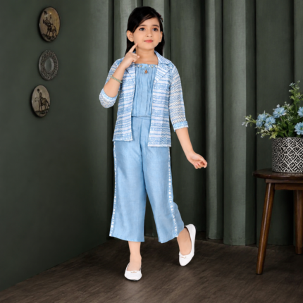 Girls Designer Indo-Western Co-Ord Set / Jacket Style Palazzo Set