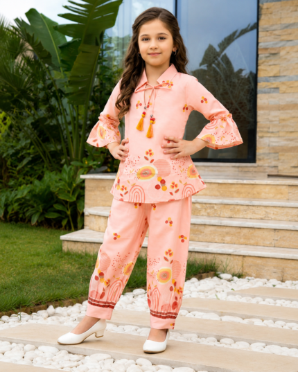 Girls Printed Kurti & Pant Set / Designer Ethnic Co-Ord Set