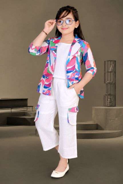 Girls Designer Jacket Style Co-Ord Set / Trendy Indo-Western Outfit