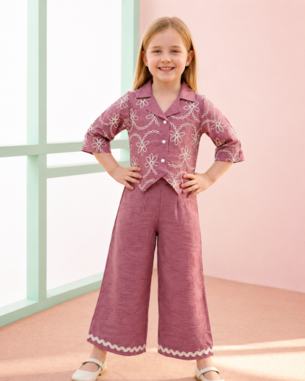 Girls Stylish Printed Co-Ord Set / Designer Top & Palazzo Set