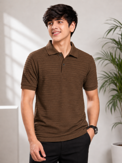 Men's Textured Polo T-Shirt