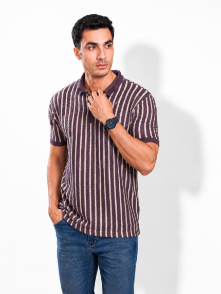 Men's Premium Vertical Stripe Polo T-Shirt