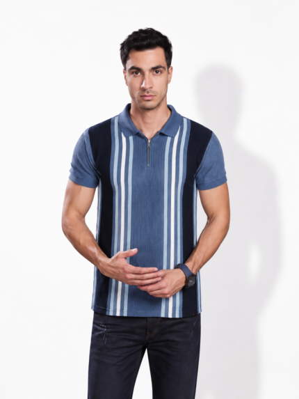 TARZZO Popcorn Stripe Polo T-Shirt