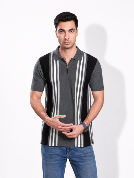 Men's Popcorn Stripe Polo T-Shirt