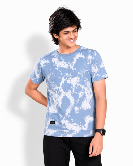 Boys Spray Jacquard Tee with Band & Sleeve Piping