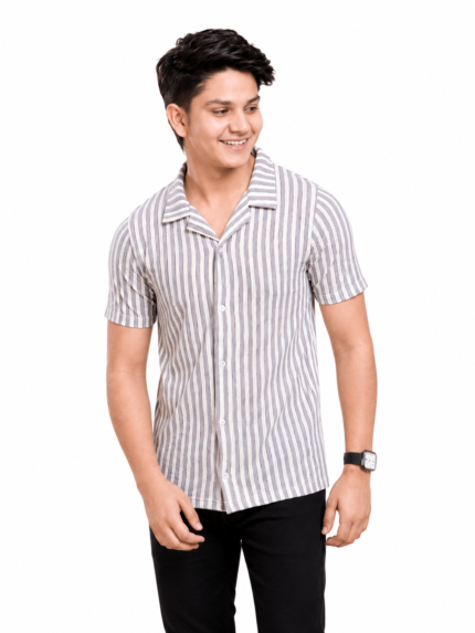 BOYS STRIPE CUBAN SHIRT
