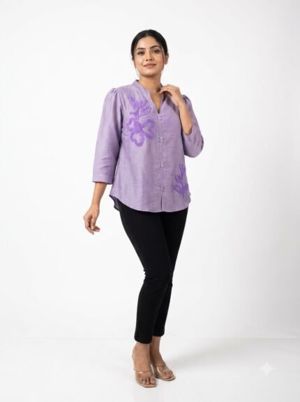 Women's 3D Floral Applique Casual Top