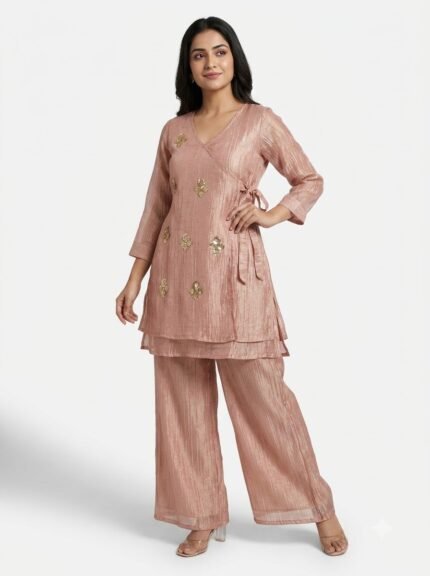 Women's Premium Heavy White Embroidered Mustard Kurta Set