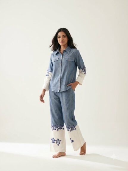Women's Premium Heavy White Embroidered Mustard Kurta Set