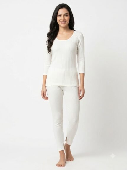 WOMEN'S WHITE ROUND NECK TOP& LEGGING