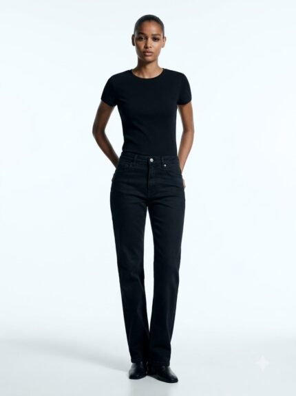 Women’s Black High Waist Wide Leg Jeans – STRAIGHT Fit