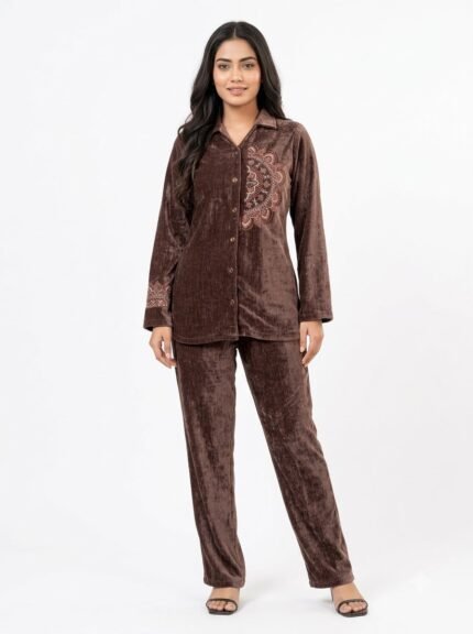 Premium Embroidered Velvet Co-Ord Set