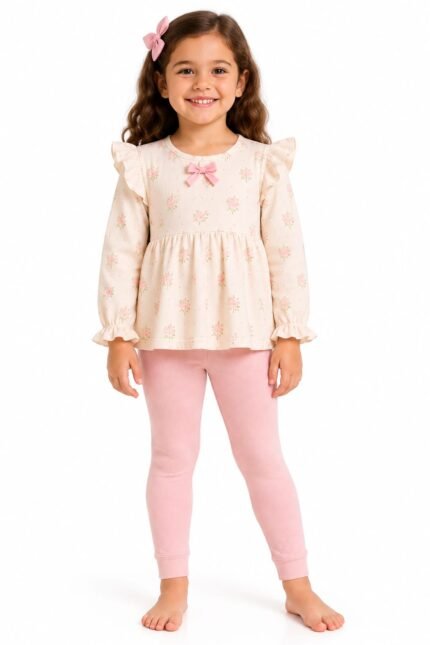 Girls Floral Top and Leggings Set