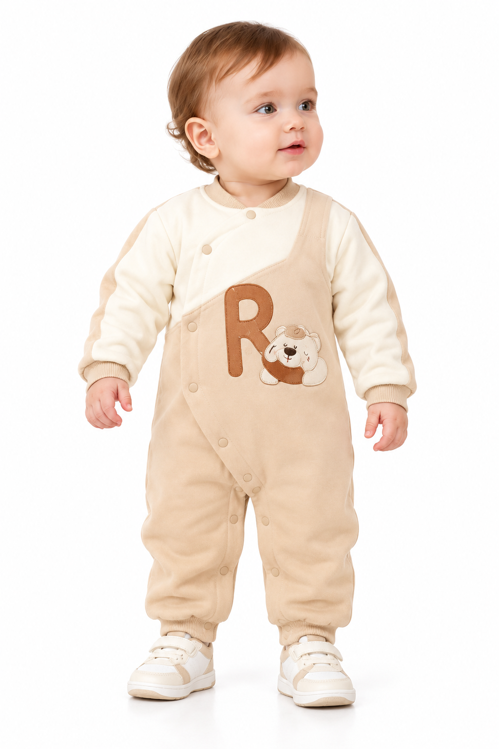 Adorable Bear Appliqué Baby Romper-1