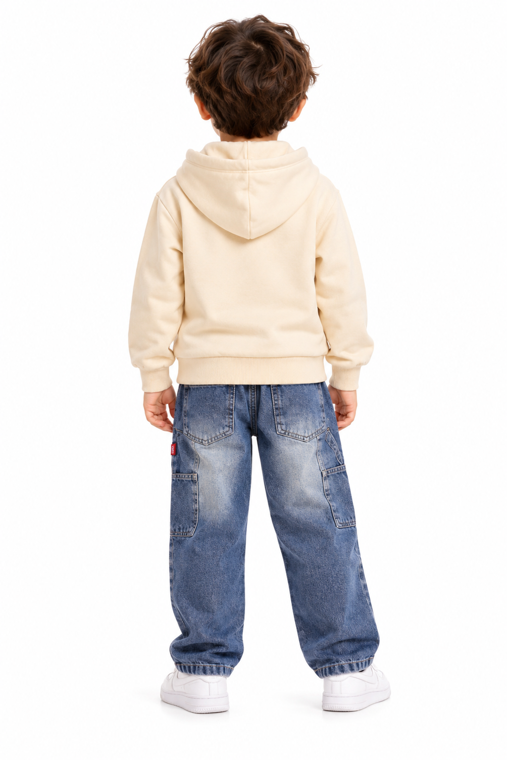 Back View of Child in Casual Denim Outfit-2