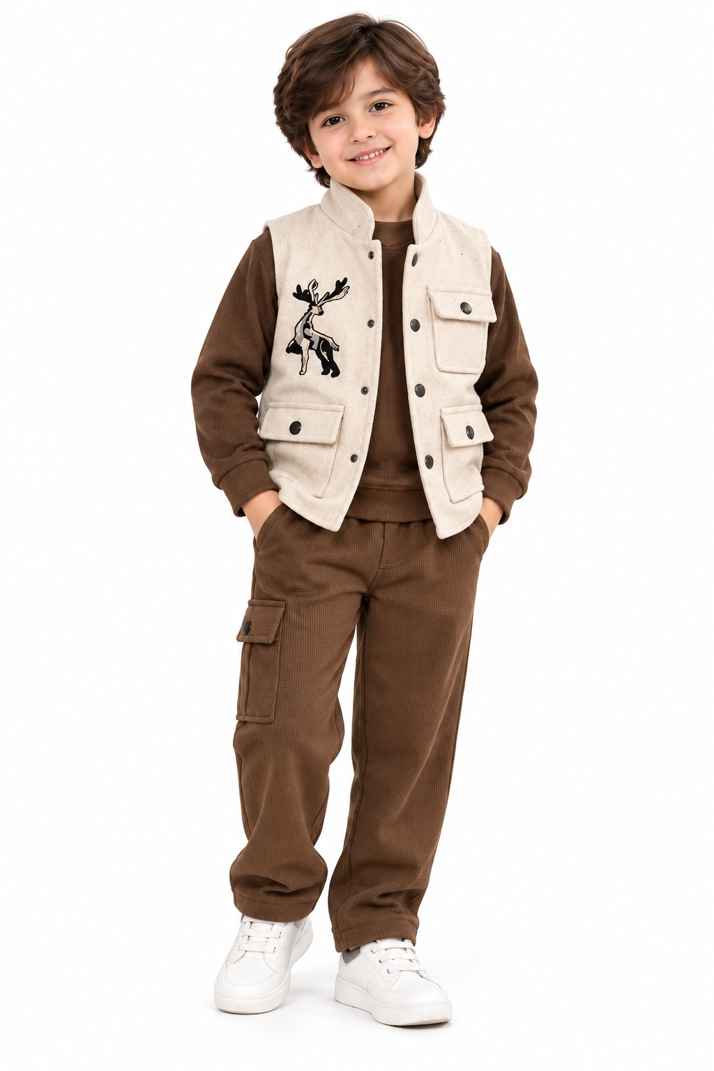 Cheerful Boy in Rustic Outdoor-Inspired Outfit-2