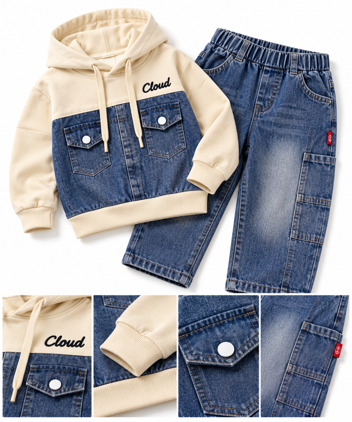 Cloud Cream and Denim Kids’ Outfit-4