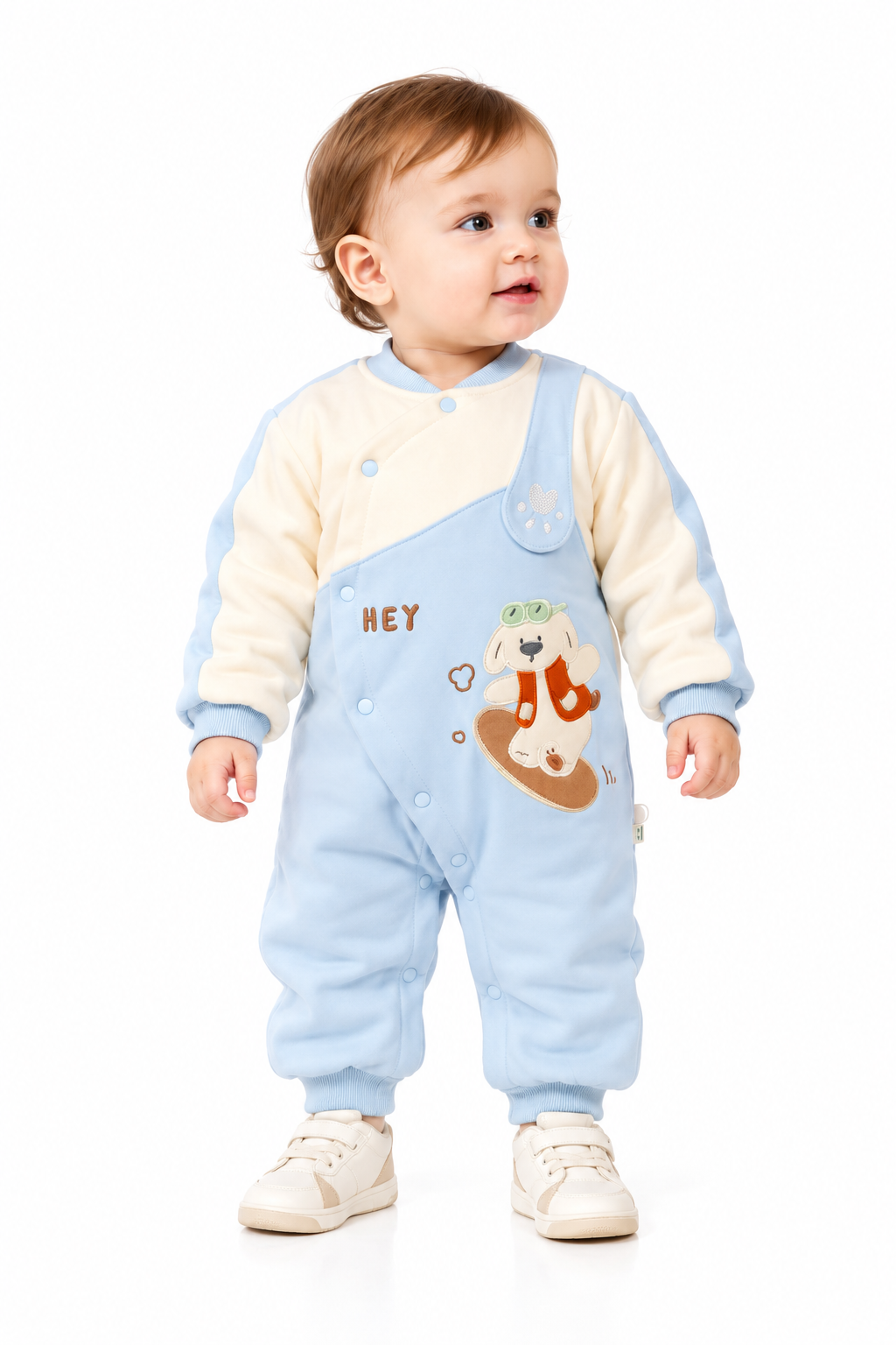 Curious Toddler in Pastel Adventure Romper-2