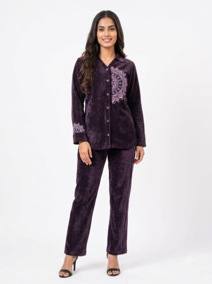 Premium Embroidered Velvet Co-Ord Set