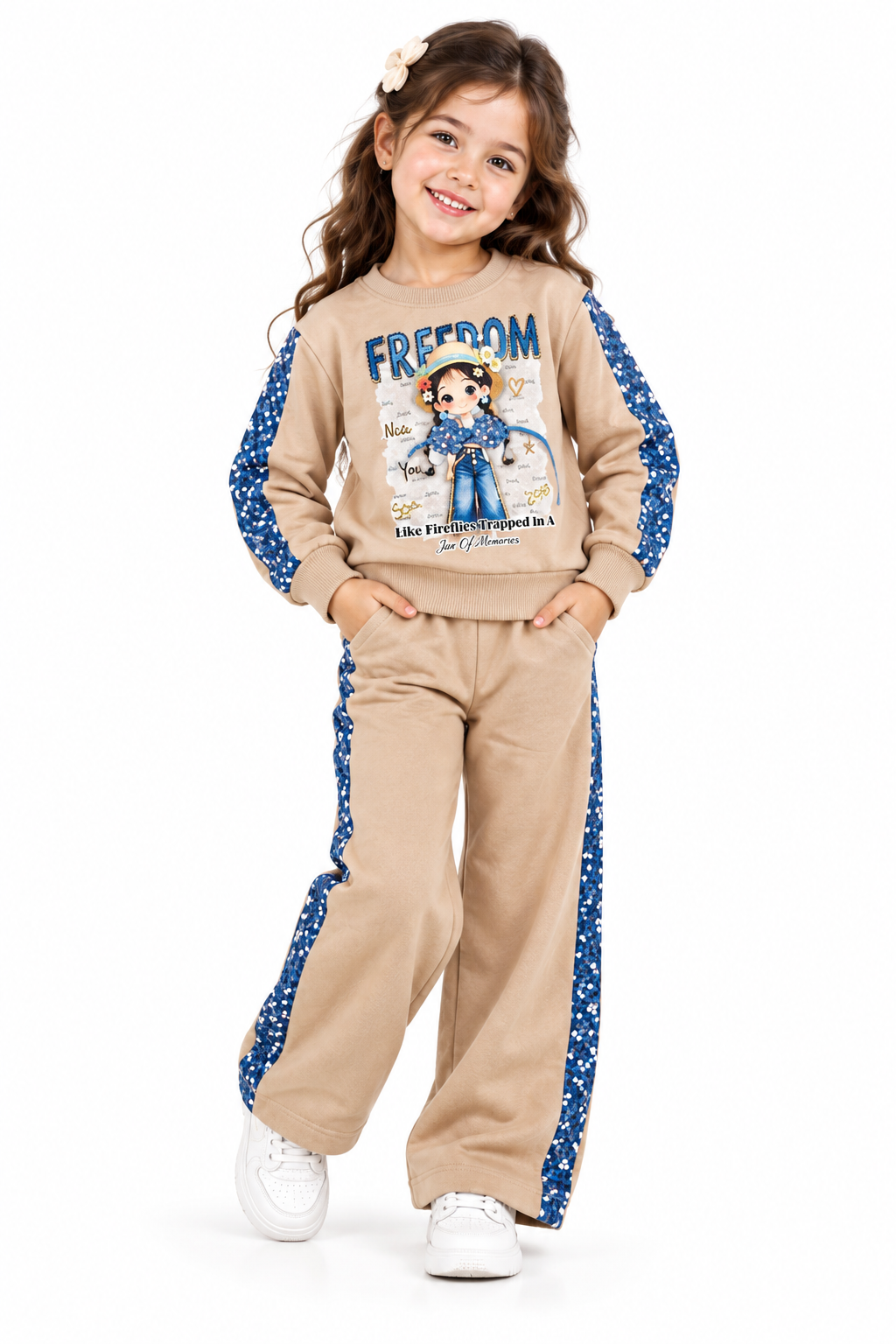 Girl in Beige Freedom Tracksuit