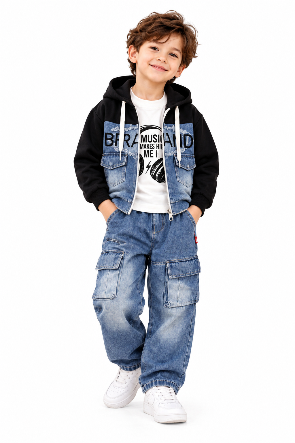 Smiling Boy in Casual Denim Streetwear-2
