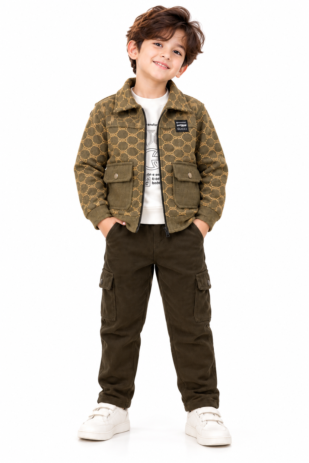 Smiling Boy in Olive Designer Outfit-5