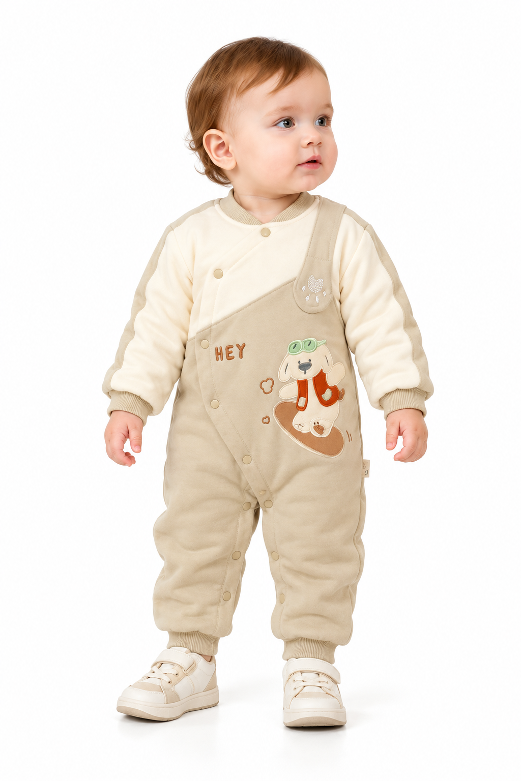 Toddler in Cozy Cream Overalls-3