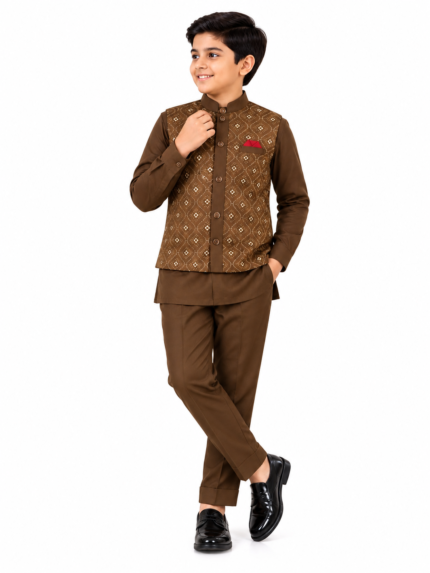 Boys Ethnic Waistcoat Suit Set